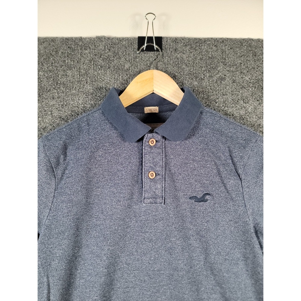 Vintage Hollister Polo Shirt Men Small Blue Preppy Y2K Cotton Short Sleeve Beach - Picture 3 of 11